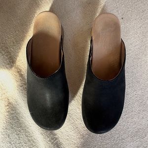 Dansko Giulia mules in black milled nuback